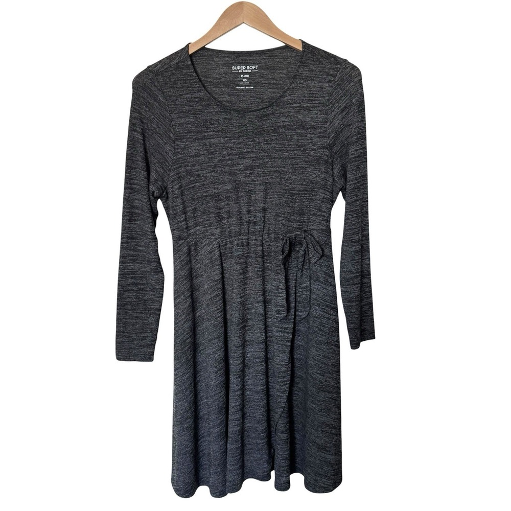 Torrid Super Soft Plush Hacci Faux Wrap Skater Dress Pockets Gray Size 00 (M/10)